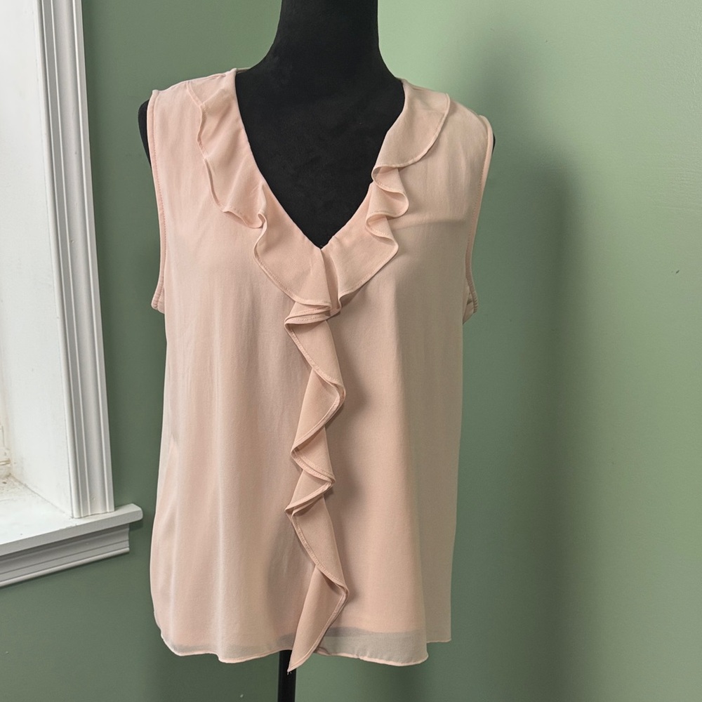 Calvin Klein peach ruffle blouse large